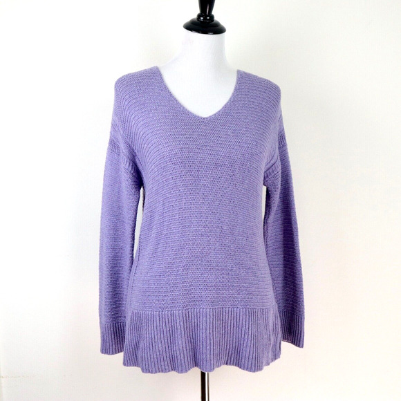 J Jill Pure Jill Size XS Cotton Cashmere Blend Sweater V Neck Lavender - Picture 2 of 9
